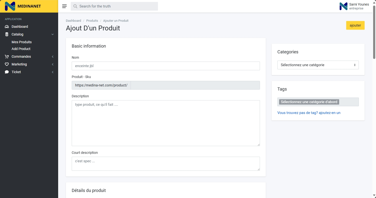 Interface de Medina-Net 3